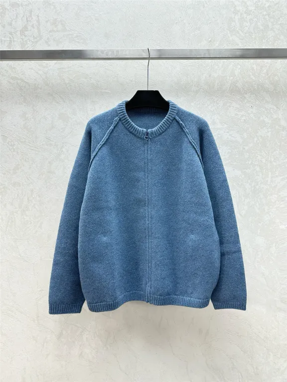 Dior Oversize Crewneck Zip-Up Cardigan in Blue